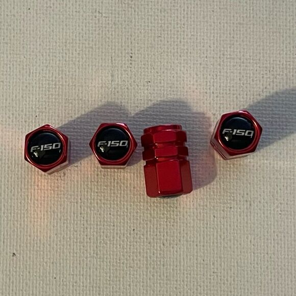Ford F-150 logo valve Stem caps in Red set of 4 NWT - Picture 1 of 4